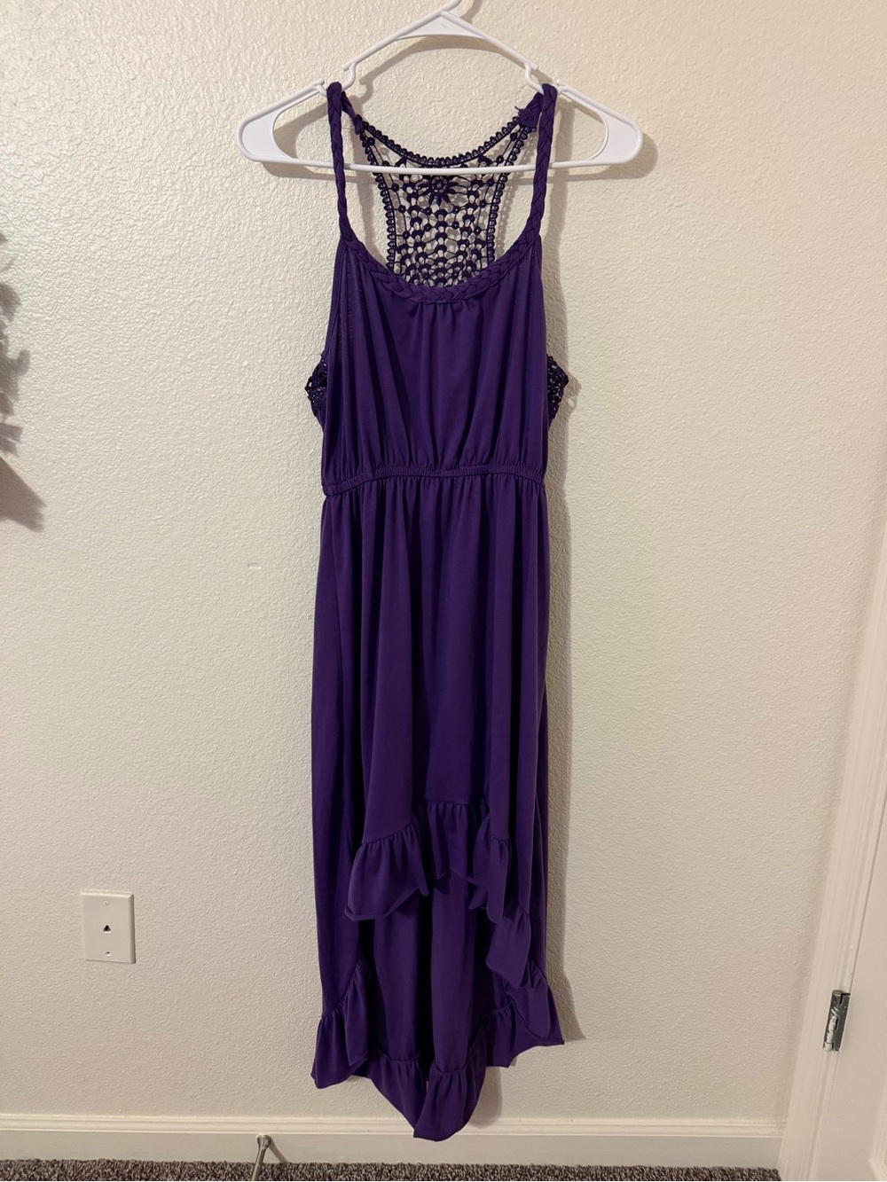 Purple Crochet-Back Maxi Dress